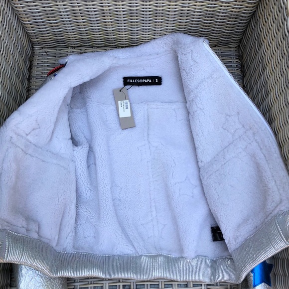 Filles A Papa Shearling Star Bomber Jacket M NWT - Picture 11 of 13